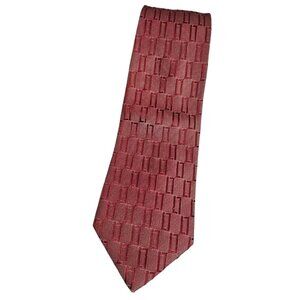 CHARVET Men's 100% Silk Necktie LUXURY Tie Red Pink Geometric W:3.7" EUC